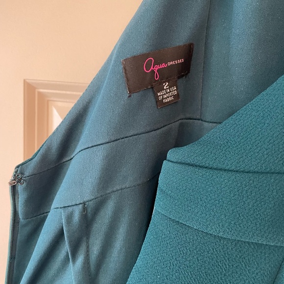 Aqua fluted crepe gown - halter low back sleeveless gown from Bloomingdale’s - Picture 14 of 14